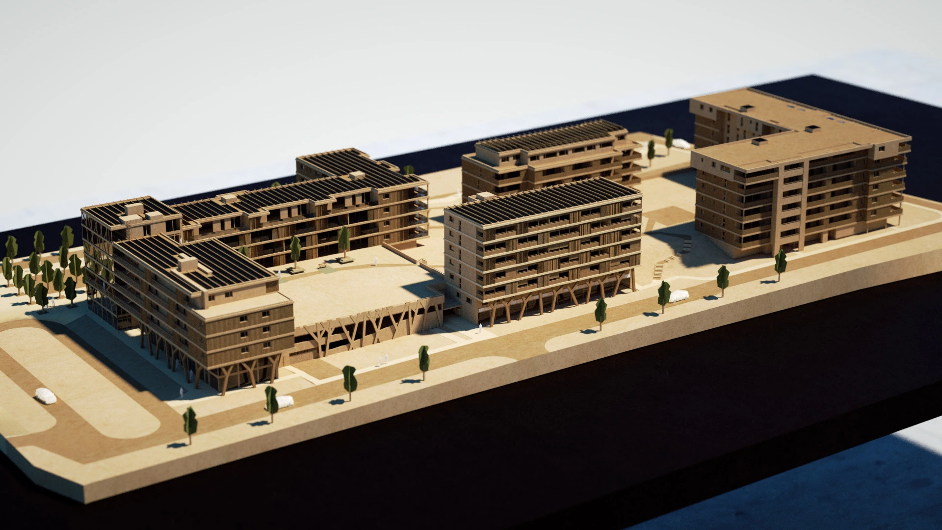 Perspective aérienne de la maquette Le Verger à Collombey