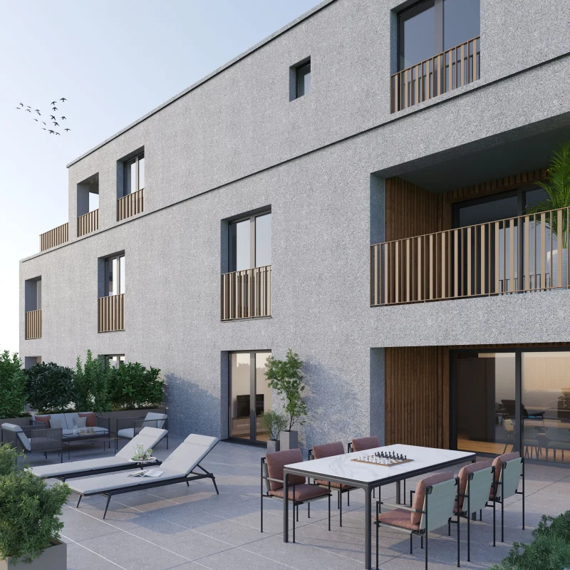 Terrasse du projet Quartier Saint-Laurent, Saint-Maurice (VS)